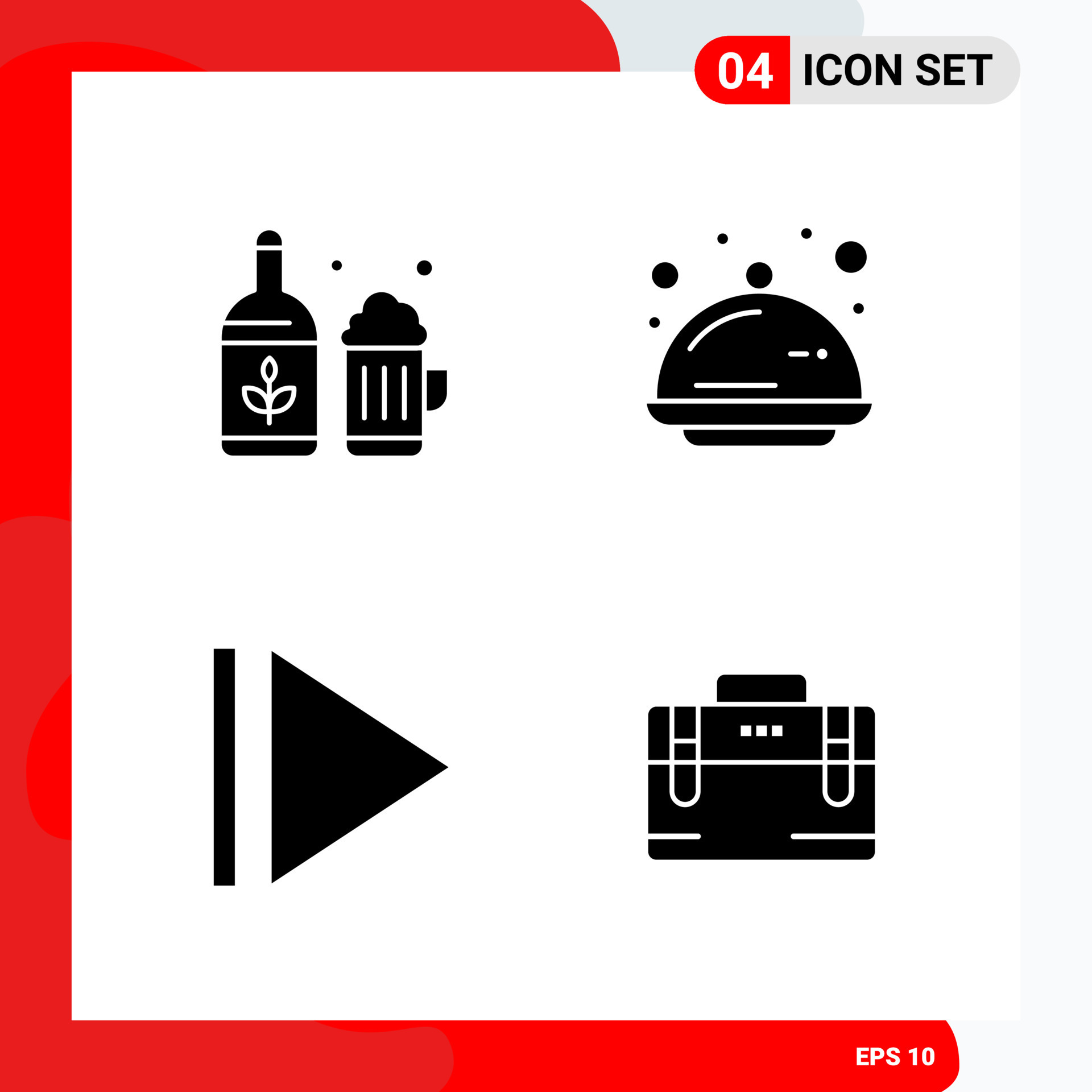 Creative Set Of 4 Universal Glyph Icons Isolated On White Background Creative Set Of 4 Universal Glyph Icons Isolated On White Background