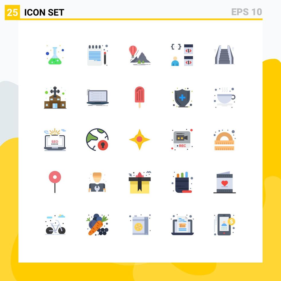 25 Universal Flat Color Signs Symbols of development coding explore browser balloons Editable Vector Design Elements