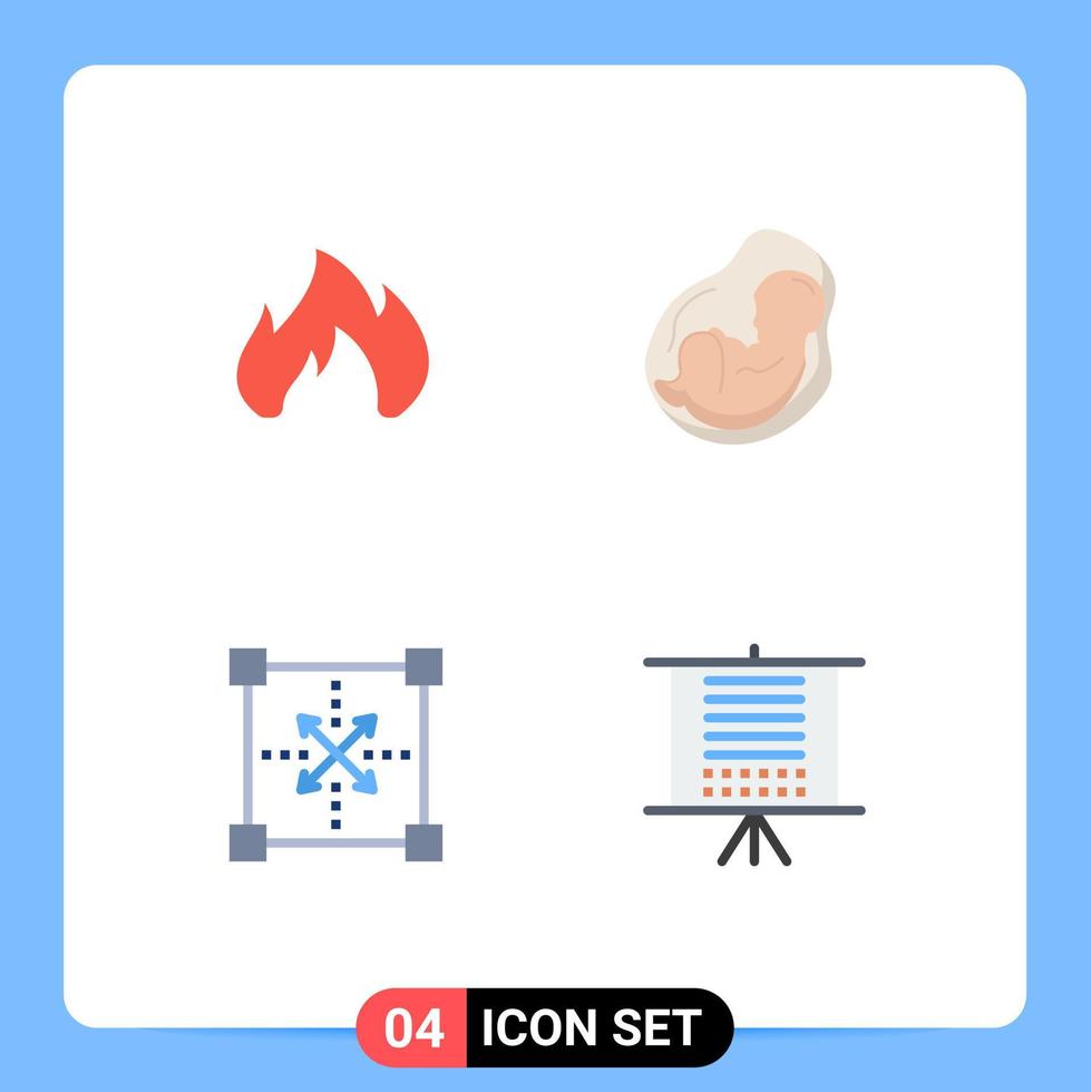 4 Flat Icon concept for Websites Mobile and Apps fire coding spark pregnant development Editable Vector Design Elements