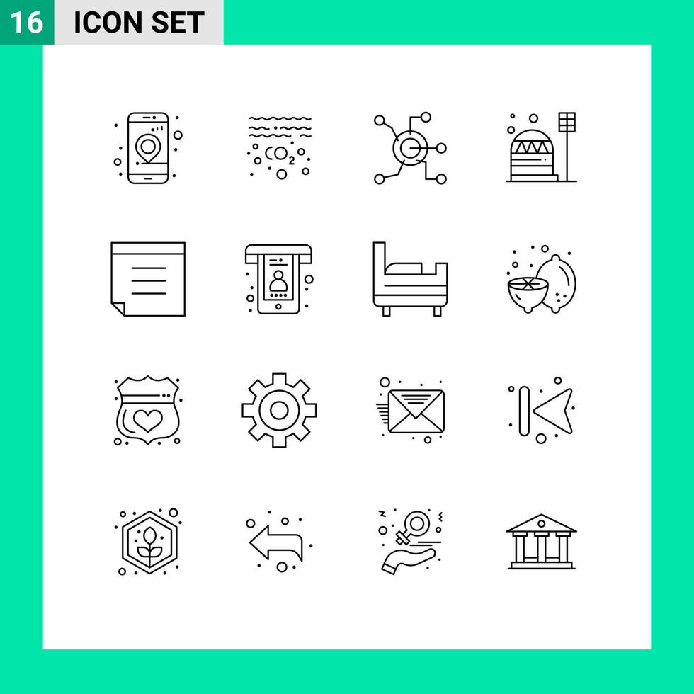 16 iconos creativos signos y símbolos modernos de la colonia de datos de construcción de habitaciones conectan elementos de diseño de vectores editables