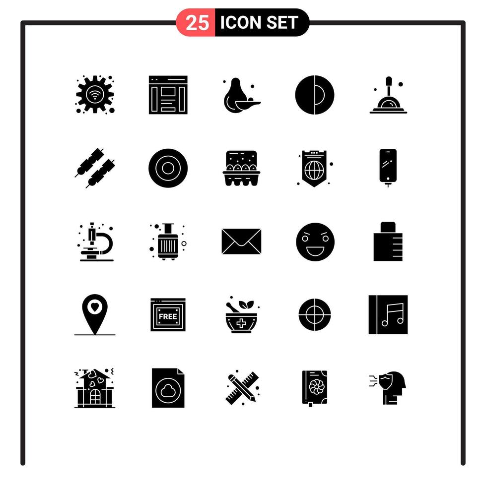 25 Universal Solid Glyph Signs Symbols of magnifying glass world sidebar nature earth Editable Vector Design Elements