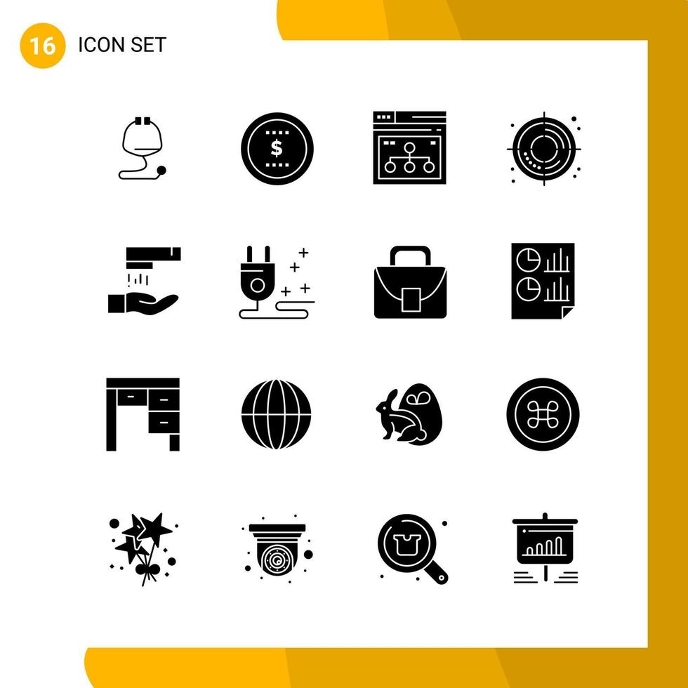 16 Icon Set Solid Style Icon Pack Glyph Symbols isolated on White Backgound for Responsive Website Designing Creative Black Icon vector background