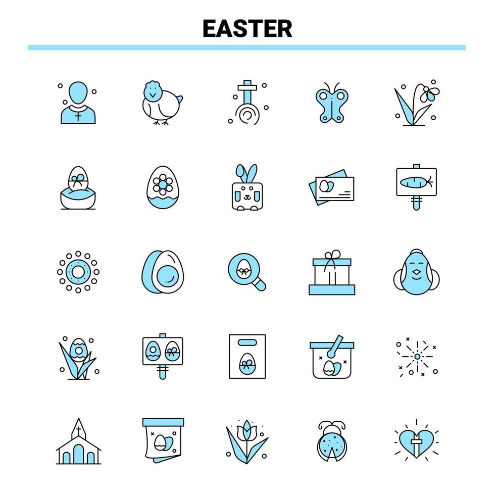 25 Easter Black and Blue icon Set Creative Icon Design and logo template Creative Black Icon vector background