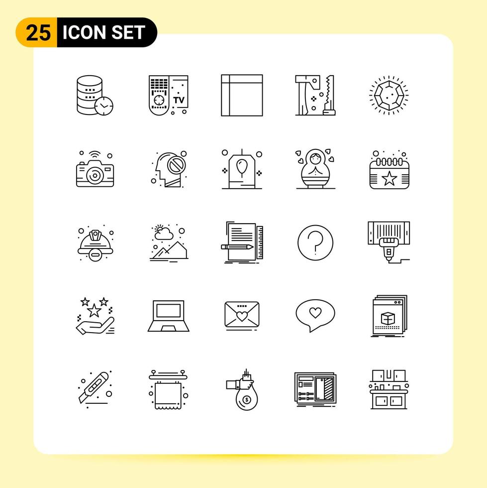 Universal Icon Symbols Group of 25 Modern Lines of tools construction tv ax home ware Editable Vector Design Elements