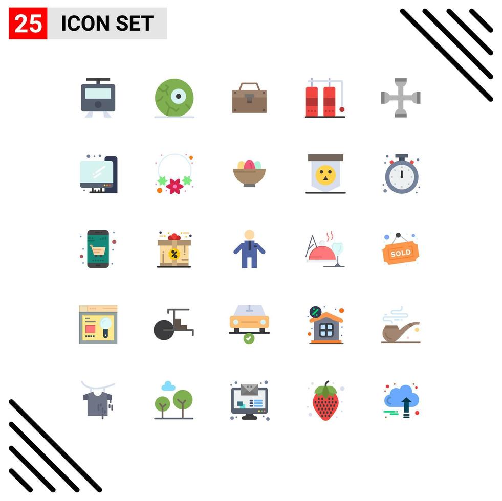 Pack of 25 creative Flat Colors of performance vacation bag travel toolkit Editable Vector Design Elements