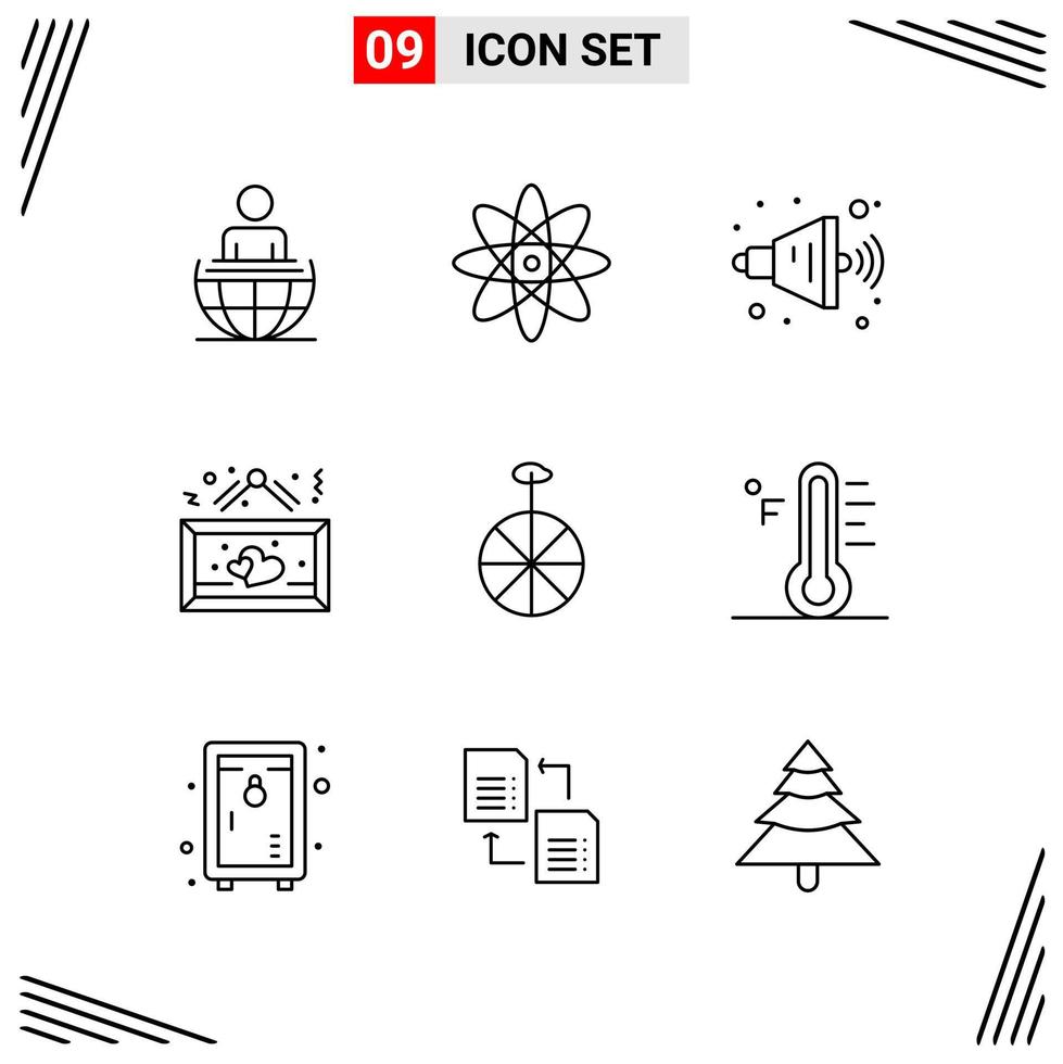 9 iconos estilo de línea cuadrícula basada en símbolos de contorno creativo para el diseño de sitios web signos de icono de línea simple aislados en fondo blanco 9 conjunto de iconos vector