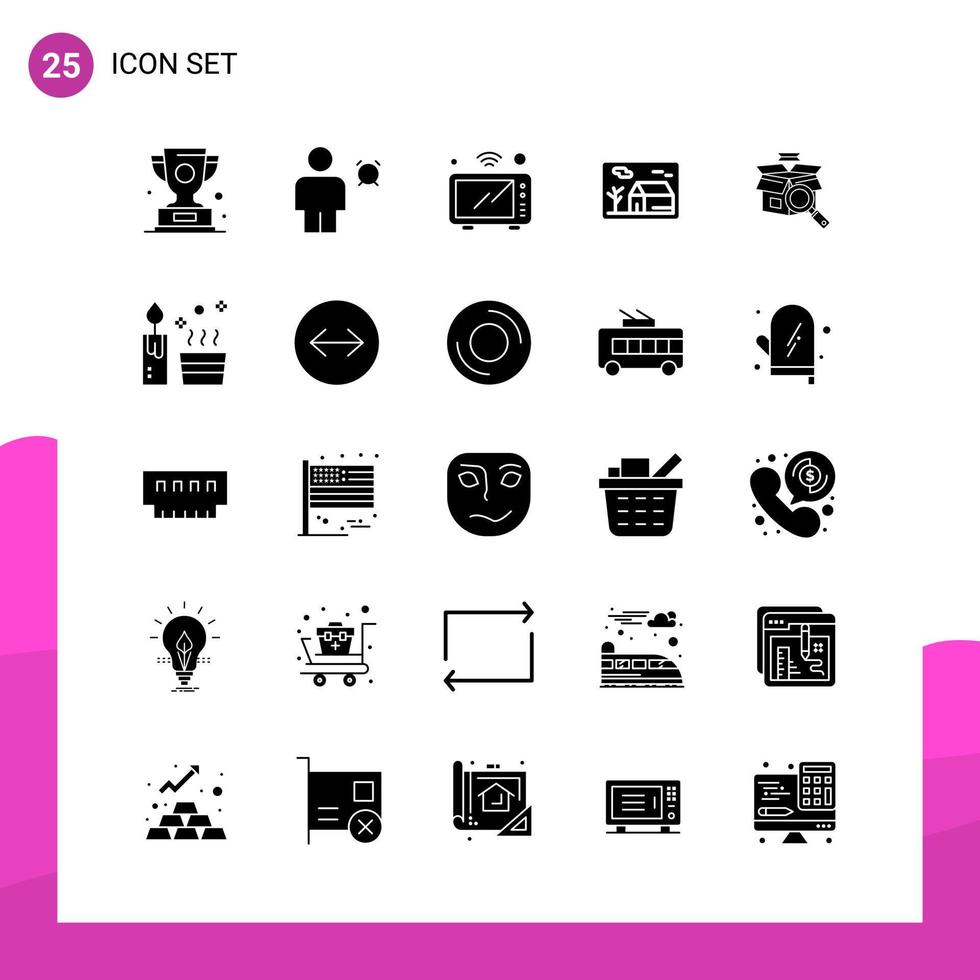 Glyph Icon set Pack of 25 Solid Icons isolated on White Background for responsive Website Design Print and Mobile Applications vector
