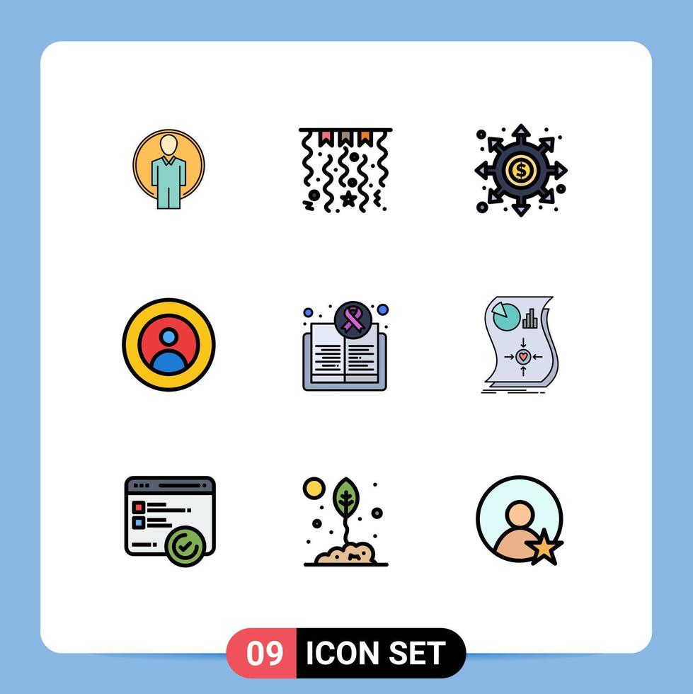 Stock Vector Icon Pack of 9 Line Signs and Symbols for awareness user black hole people earth Editable Vector Design Elements