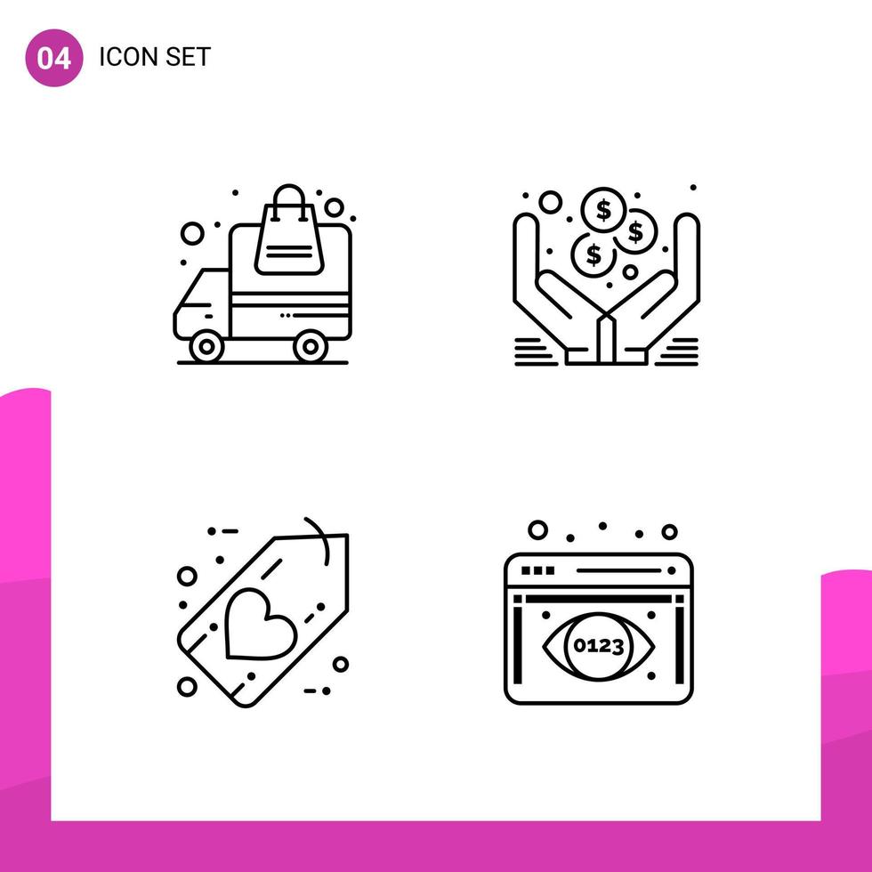 conjunto de iconos de contorno paquete de 4 iconos de línea aislados en fondo blanco para diseño de sitio web receptivo aplicaciones móviles e impresas vector