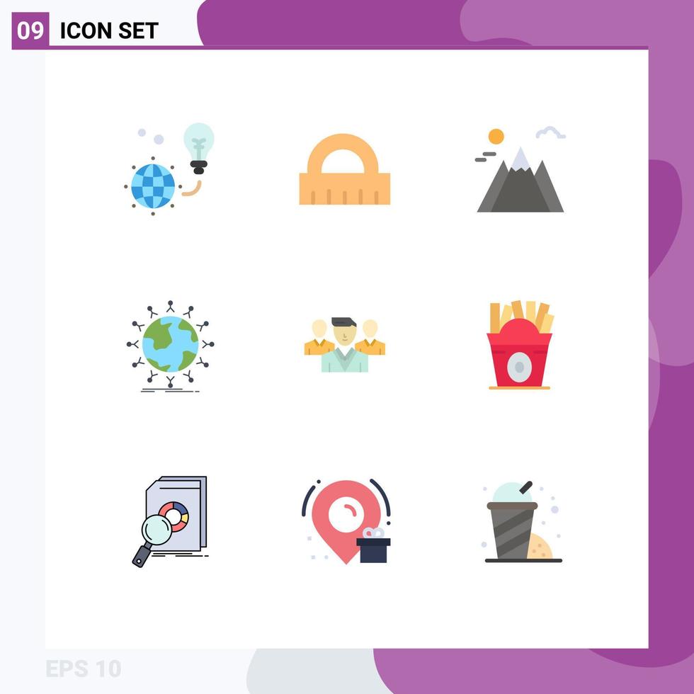 Set of 9 Modern UI Icons Symbols Signs for security kids landscape globe student Editable Vector Design Elements