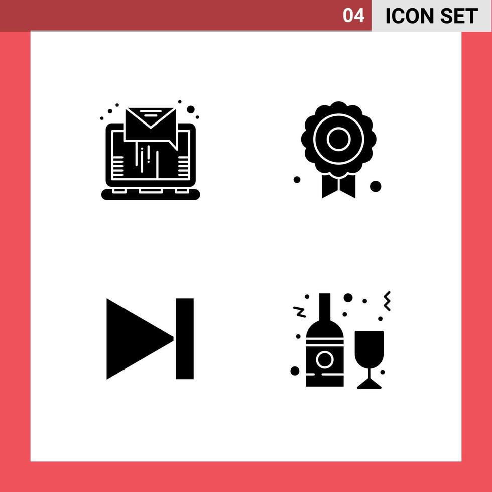 paquete de iconos vectoriales de stock de 4 signos y símbolos de línea para el último envío de correo electrónico elementos de diseño vectorial editables con alcohol de calidad vector