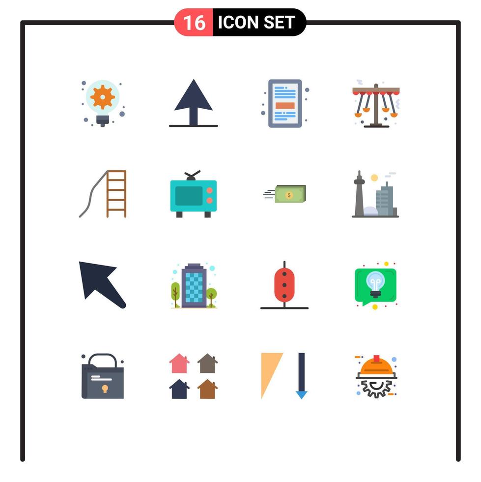 User Interface Pack of 16 Basic Flat Colors of kindergarten baby file entertainment play Editable Pack of Creative Vector Design Elements