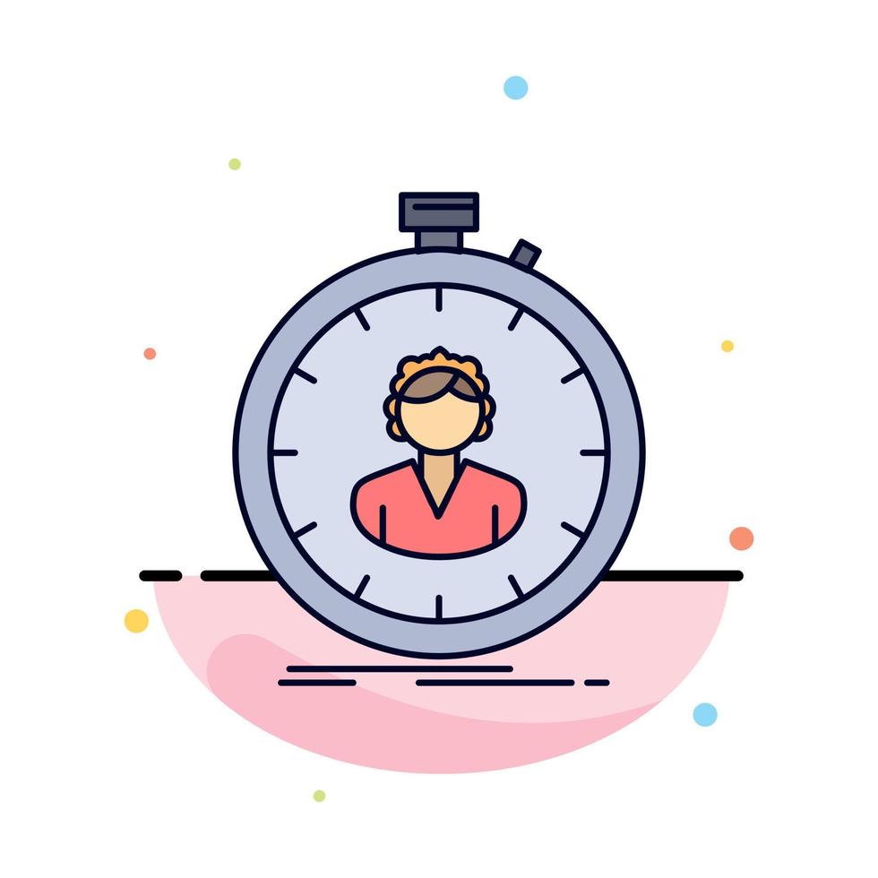 fast speed stopwatch timer girl Flat Color Icon Vector