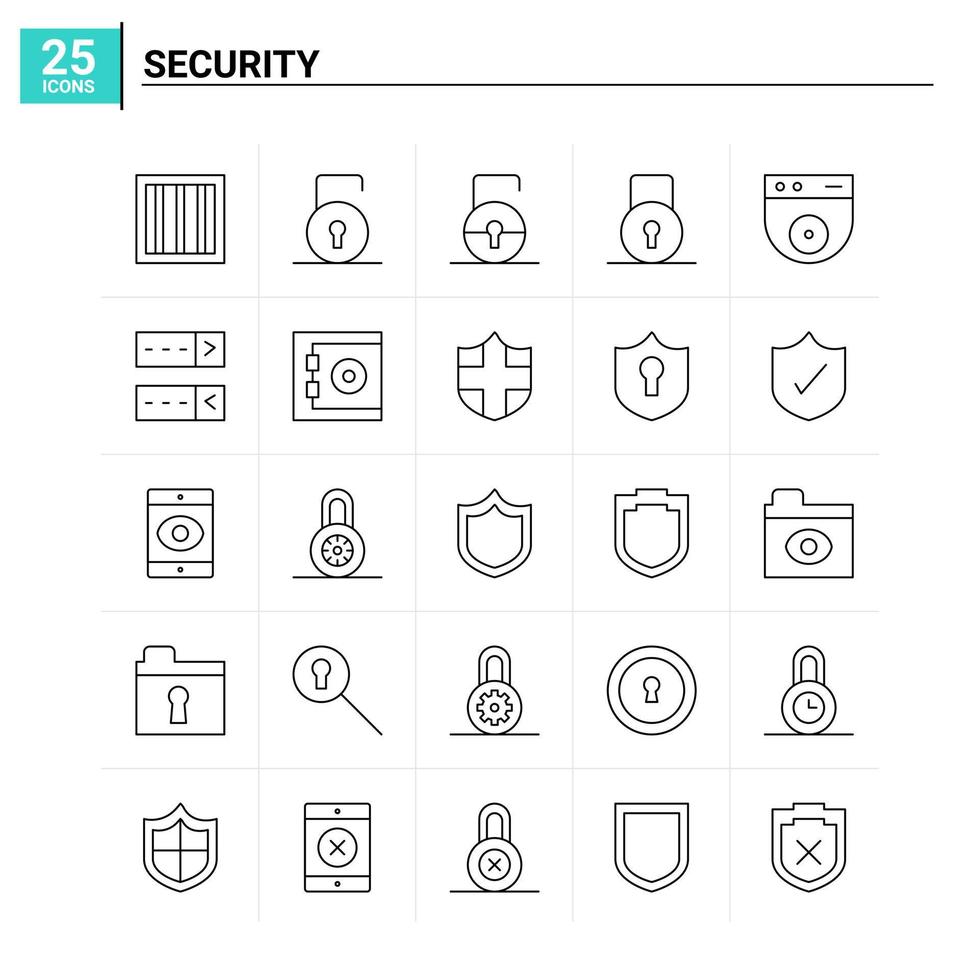 25 Security icon set vector background