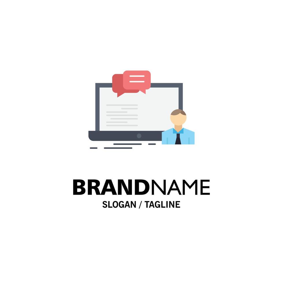 training course online computer chat Flat Color Icon Vector