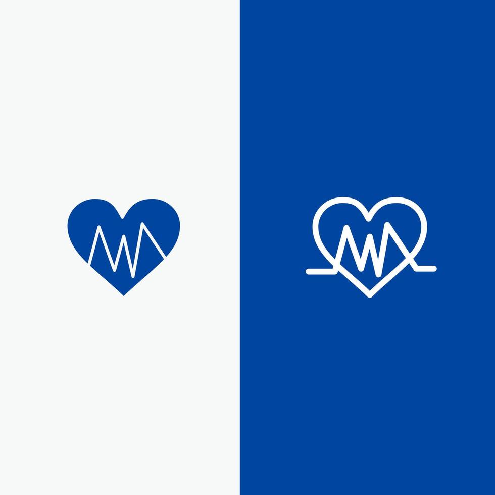 Medical Heart Heartbeat Pulse Line and Glyph Solid icon Blue banner Line and Glyph Solid icon Blue banner vector