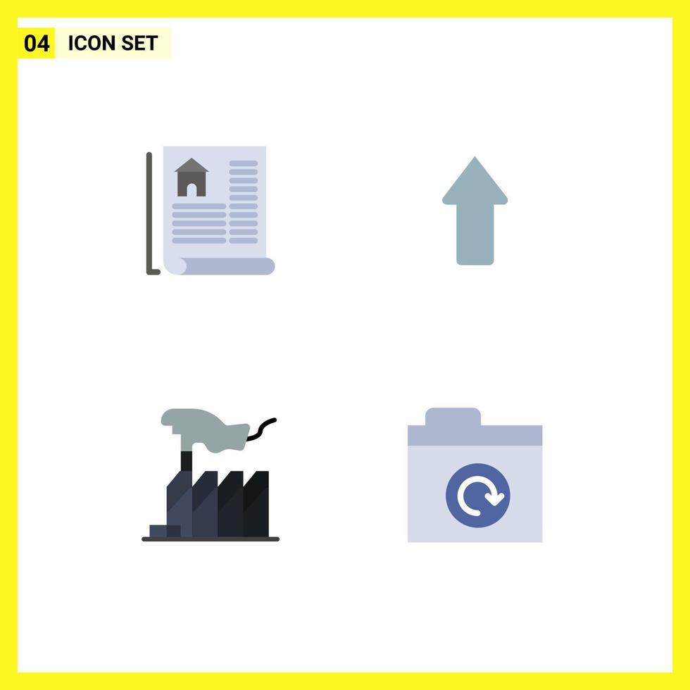 Group of 4 Modern Flat Icons Set for document domination arrow upload lobbying Editable Vector Design Elements