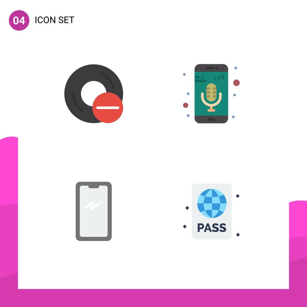 Modern Set of 4 Flat Icons and symbols such as computers phone gadget mobile mic mobile Editable Vector Design Elements