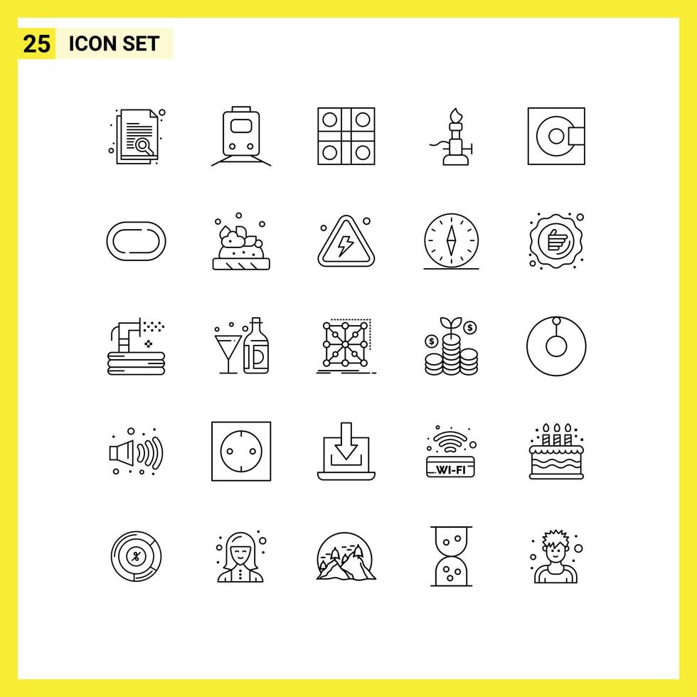 Line Pack of 25 Universal Symbols of science lab travel fire ludo game Editable Vector Design Elements