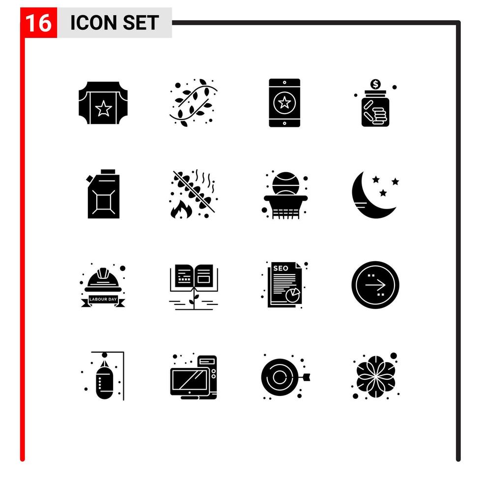 16 Creative Icons Modern Signs and Symbols of engine jar devices investment banking Editable Vector Design Elements