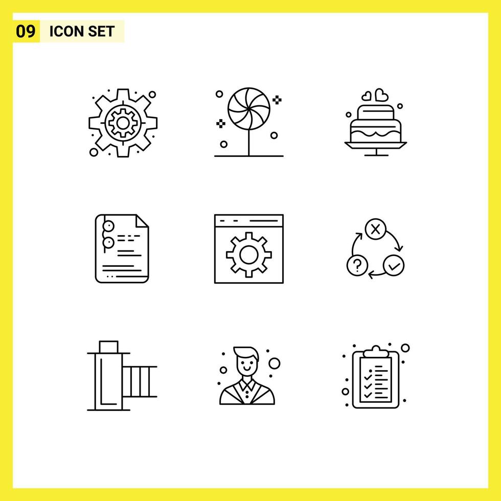 9 Creative Icons Modern Signs and Symbols of development coding love education document Editable Vector Design Elements