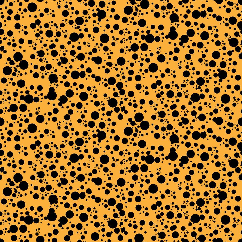 seamless pattern with black dots on orange. Color of Halloween vector