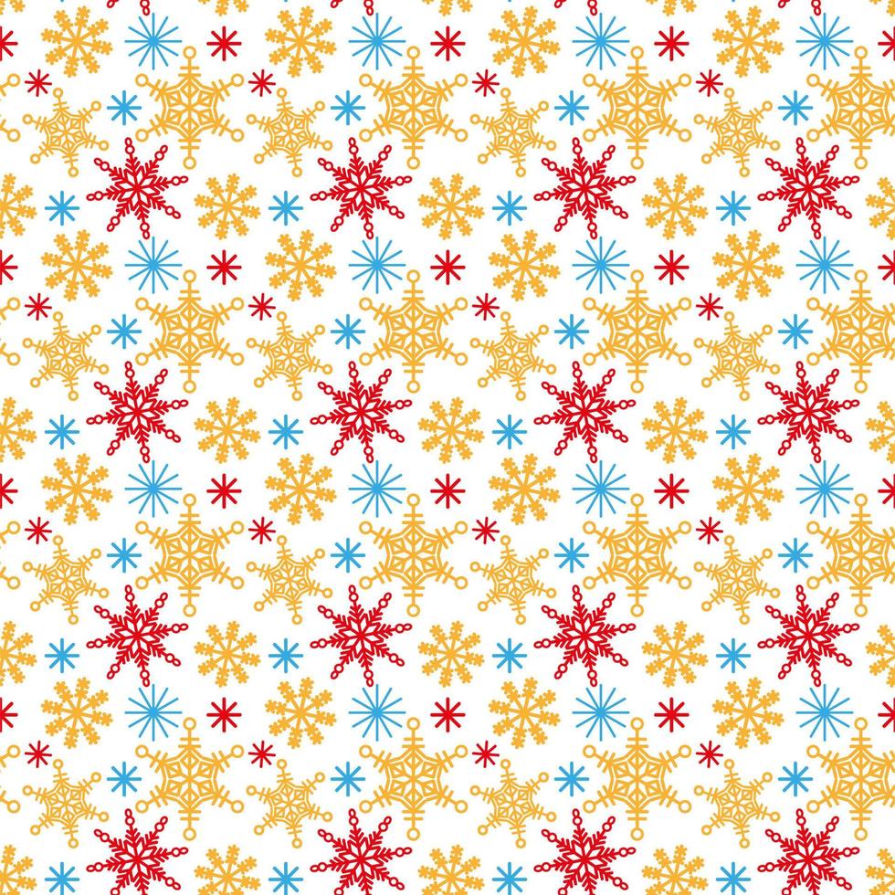 Seamless background with large multi-colored snowflakes on white. Christmas or New Year background. Design element. Backdrop for postcards vector