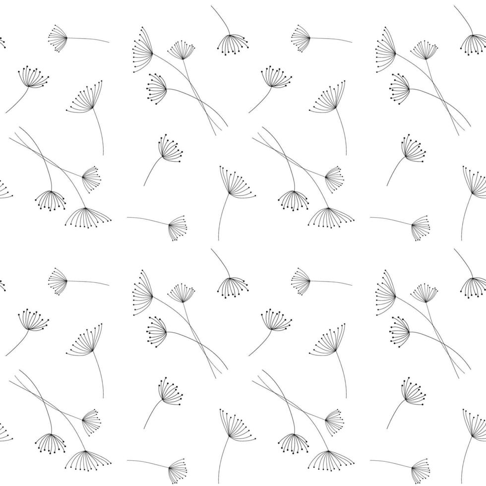 fondo webseamless de dientes de león vectoriales en blanco. vector