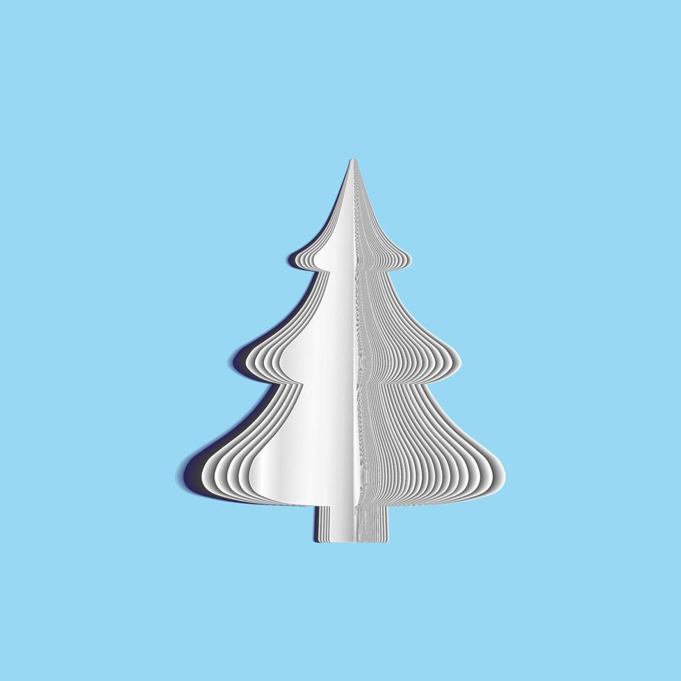 árbol de navidad hecho de hojas de papel sobre un fondo azul. ilustración vectorial artesanía de papel concepto de vacaciones vector