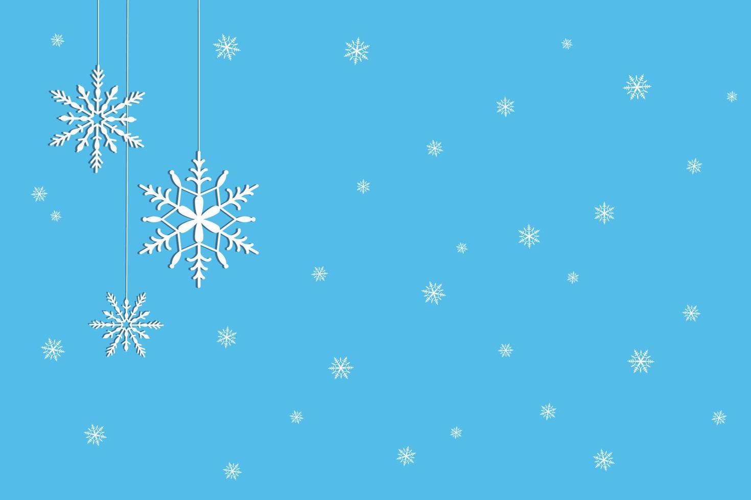 copos de nieve sobre un fondo azul con colgante. patrón de navidad y año nuevo. telón de fondo para postales vector