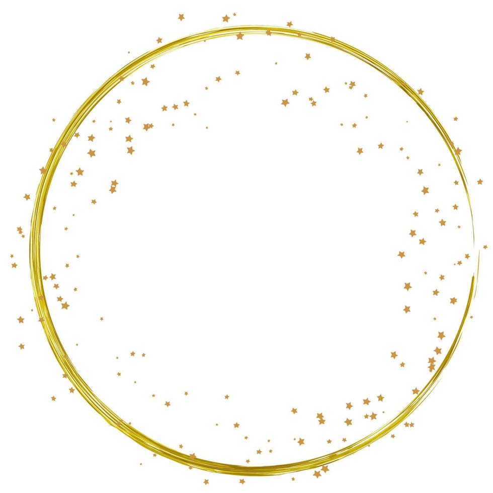 golden circle frame with stars. Design element. Holiday, Christmas, New Year postcard decoration vector