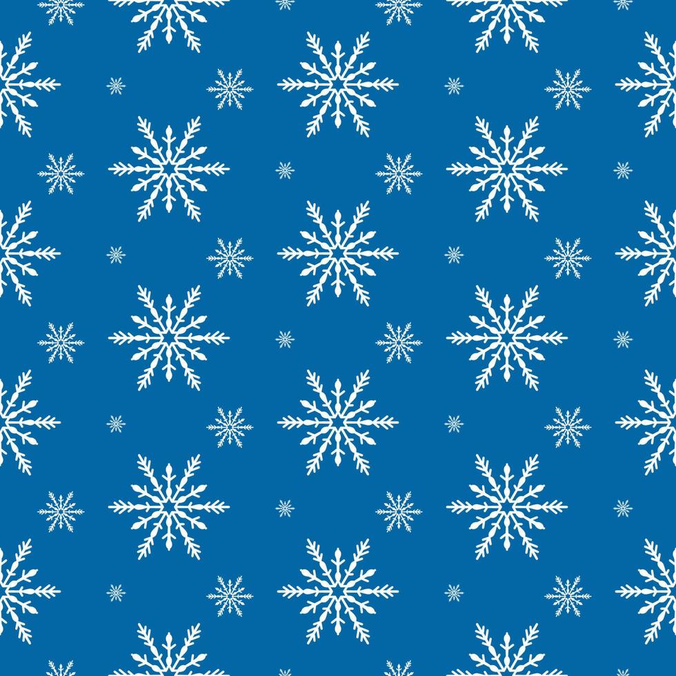 patrón sin costuras con copos de nieve sobre un fondo azul. papel de regalo de navidad y año nuevo. telón de fondo para postales vector