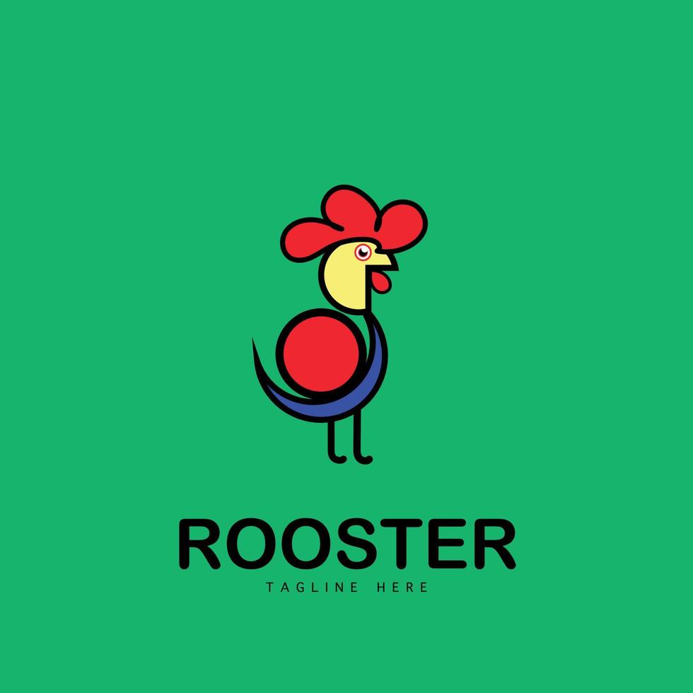 Chicken head icon logo vector design template with cartoon vintage style. Rooster mascot logo vector concept for fast food restaurant, farm, kitchen, or company business.