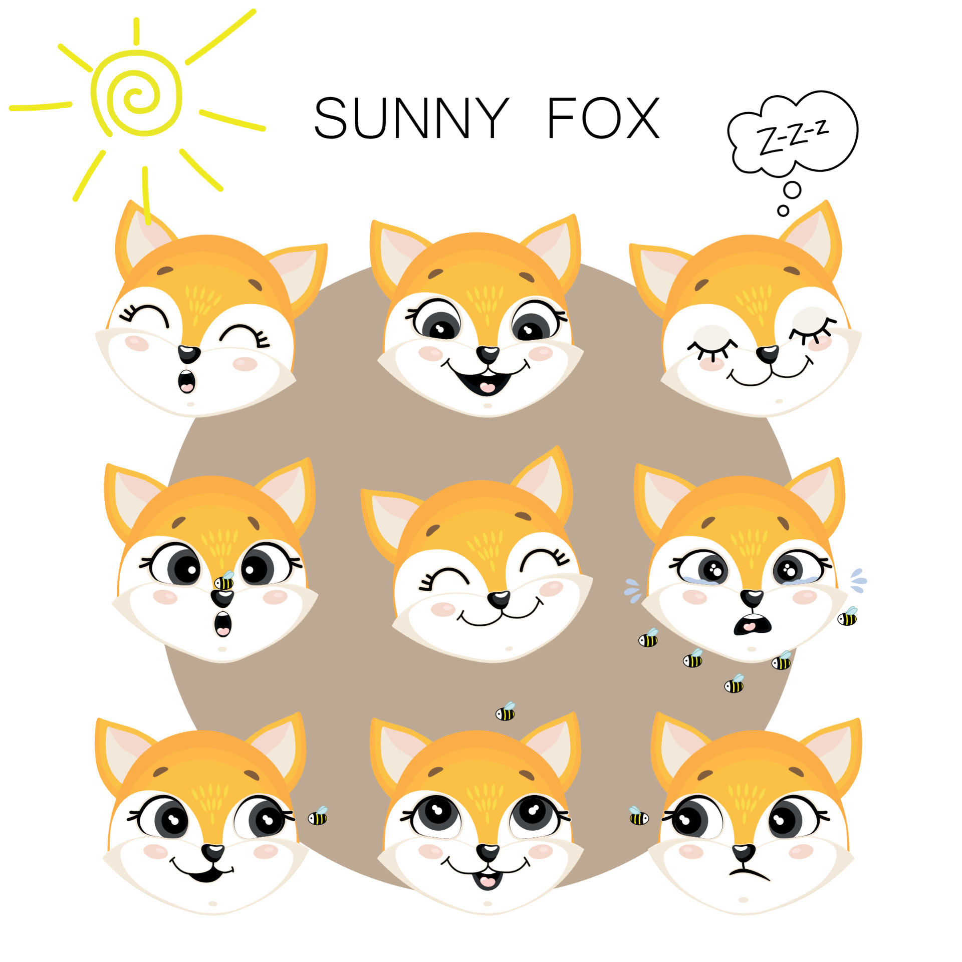 Cute Fox Sticker Set