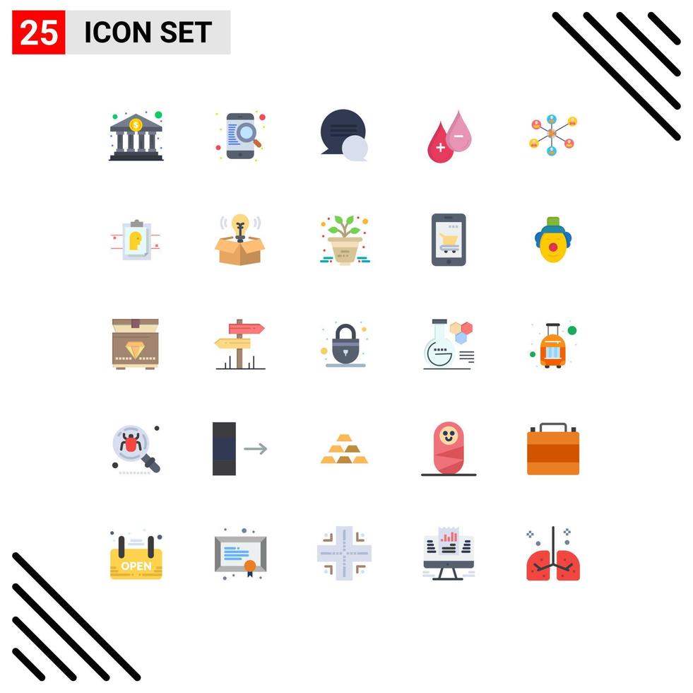 Mobile Interface Flat Color Set of 25 Pictograms of internet minus chat plus drop Editable Vector Design Elements