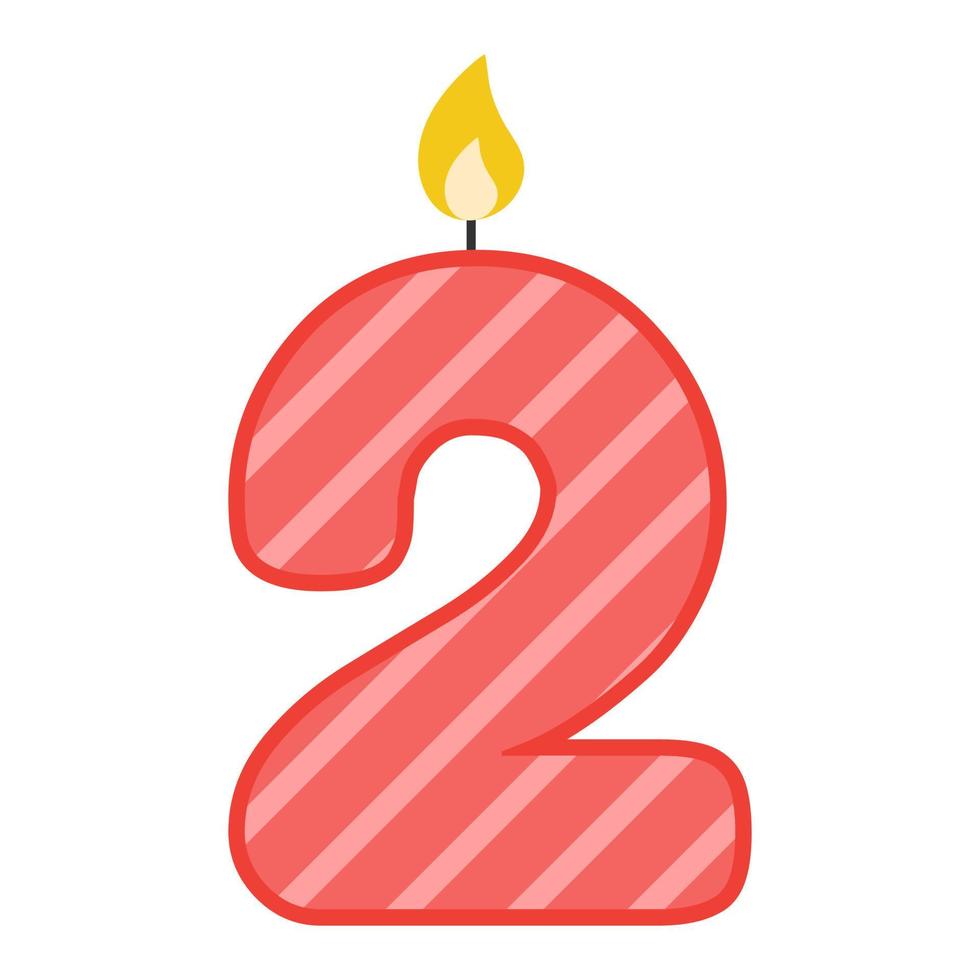 Candle number two. Vector illustration