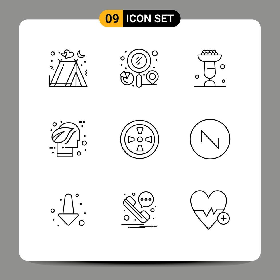 Universal Icon Symbols Group of 9 Modern Outlines of green ecology business eco cupsakes Editable Vector Design Elements