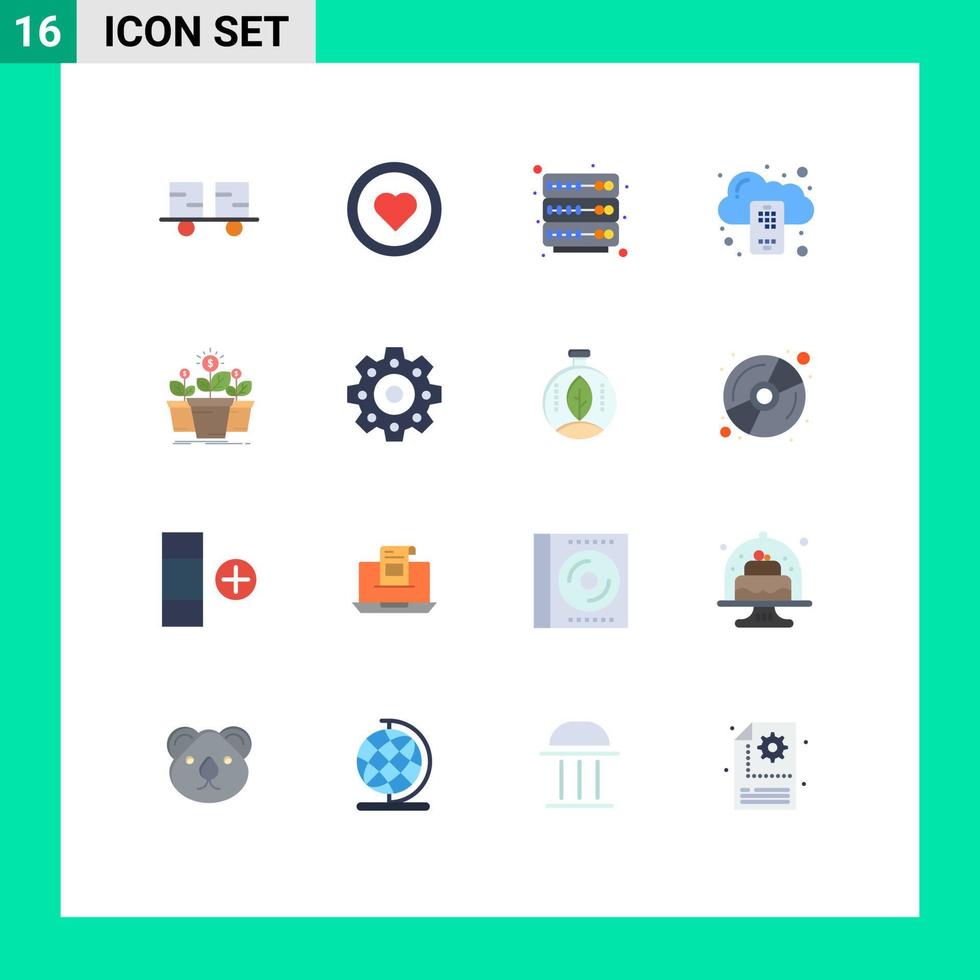16 iconos creativos, signos y símbolos modernos del usuario del servidor de dinero, copia de seguridad móvil, paquete editable de elementos de diseño de vectores creativos