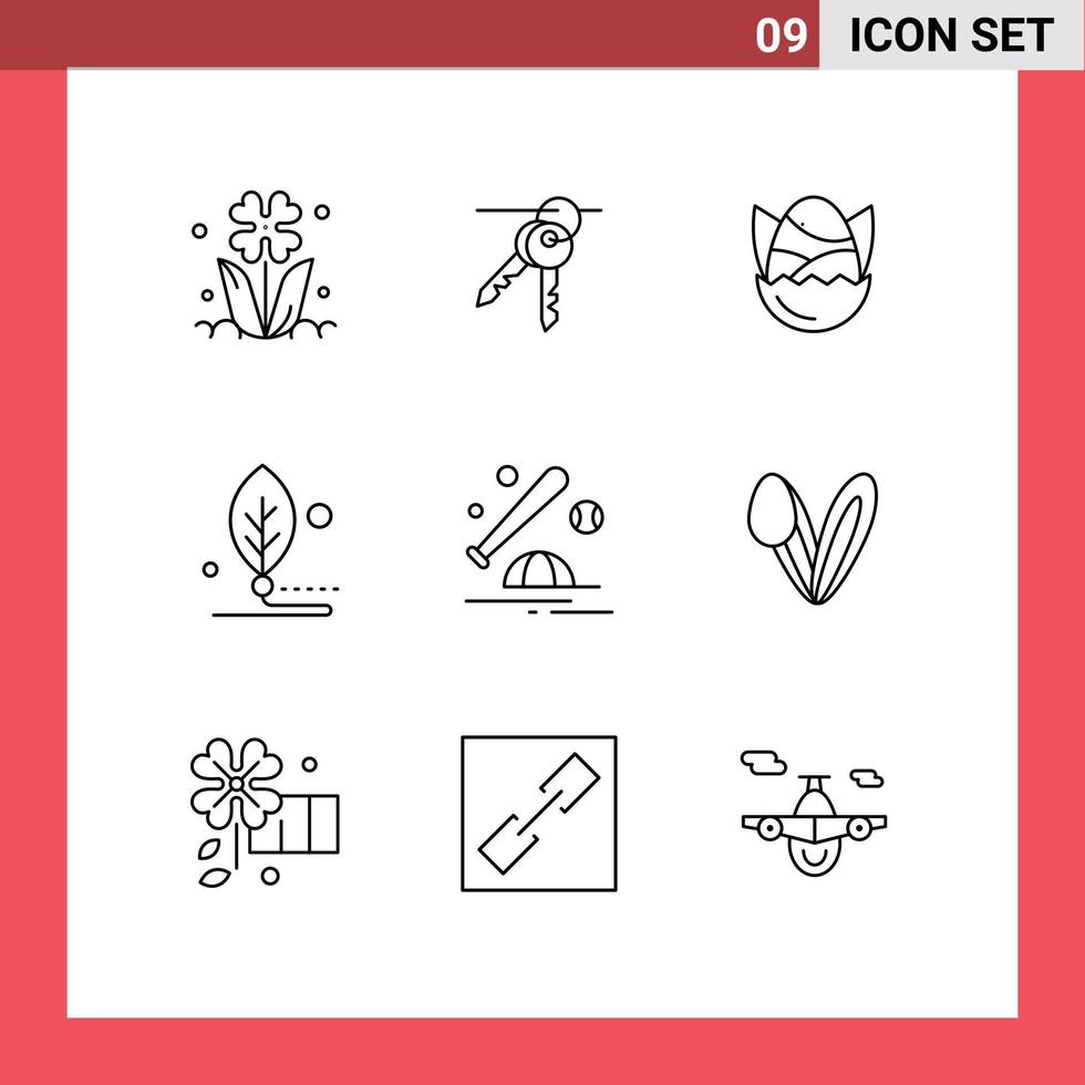 9 User Interface Outline Pack of modern Signs and Symbols of leaf biology keys artificial baby Editable Vector Design Elements