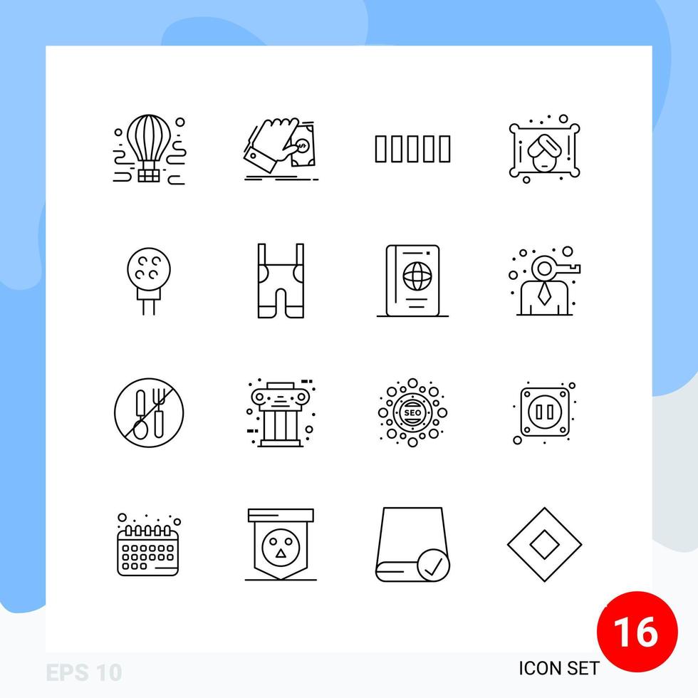 16 Universal Outline Signs Symbols of ball sauna earn towel signal Editable Vector Design Elements