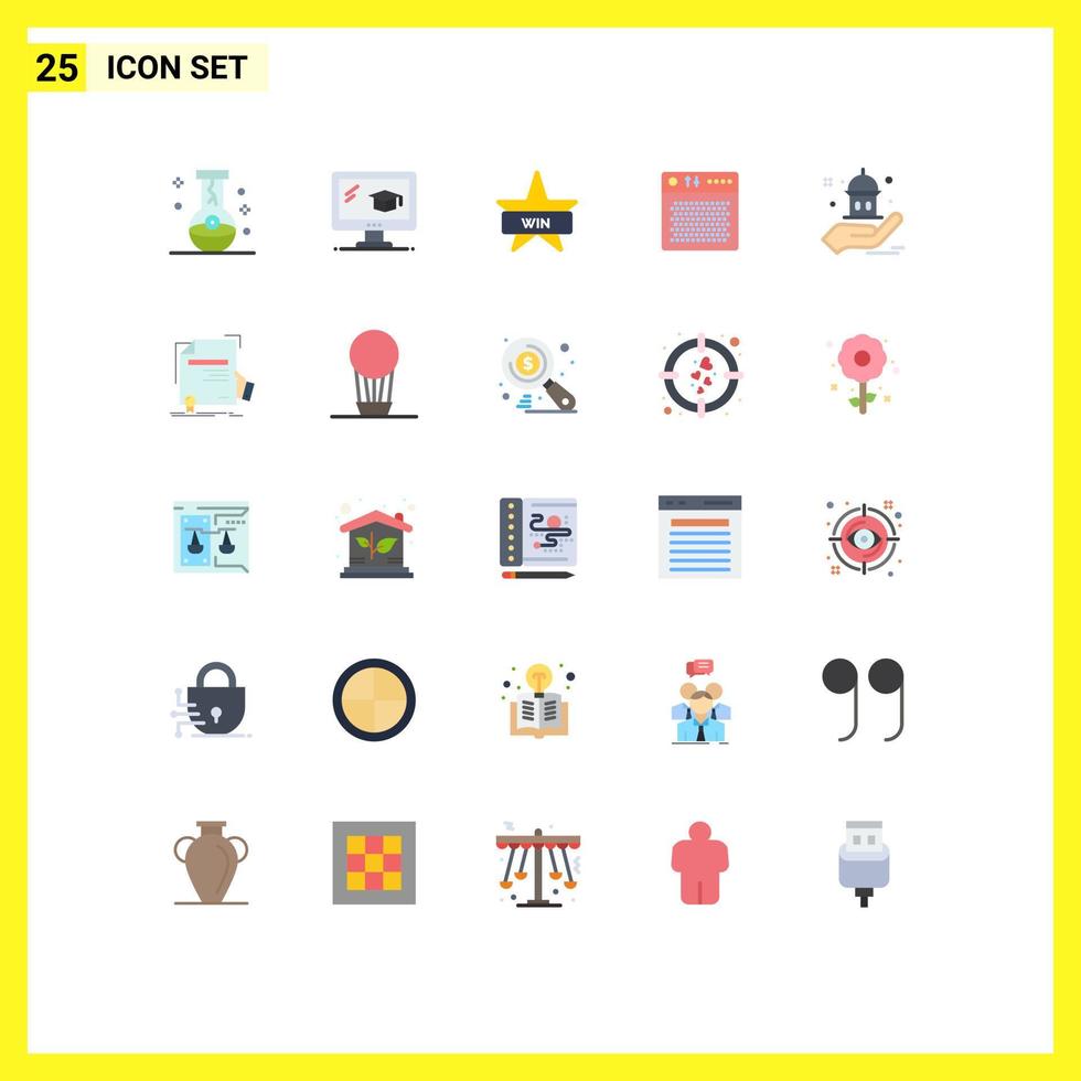 Modern Set of 25 Flat Colors and symbols such as mosque multimedia badge device amplifier Editable Vector Design Elements