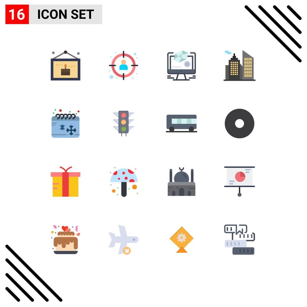 Modern Set of 16 Flat Colors Pictograph of cold office goal business drawing Editable Pack of Creative Vector Design Elements