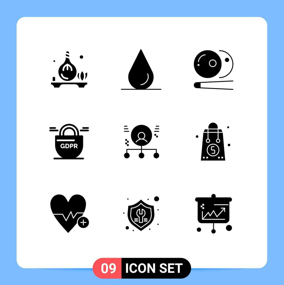 Universal Icon Symbols Group of 9 Modern Solid Glyphs of man employee snooker abilities protection Editable Vector Design Elements