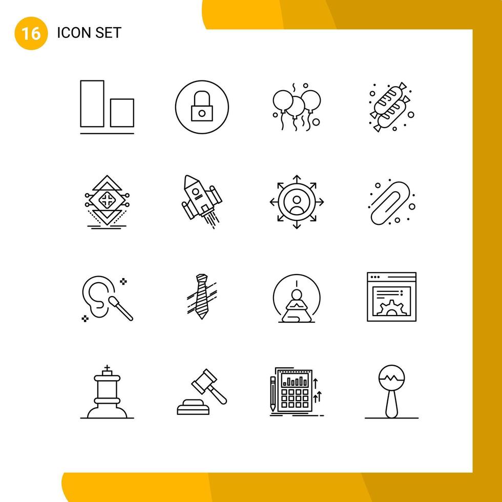 16 Universal Outline Signs Symbols of science data day computing cake Editable Vector Design Elements