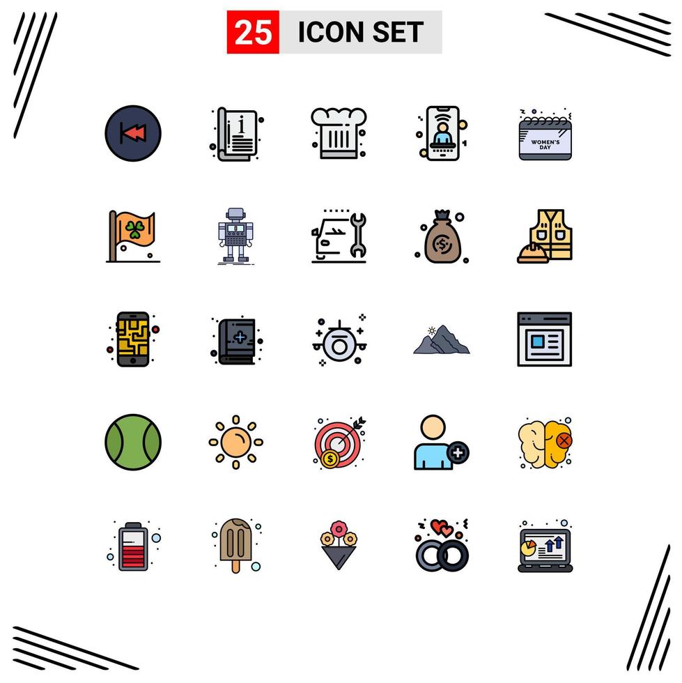 Modern Set of 25 Filled line Flat Colors and symbols such as phone user template mobile cook Editable Vector Design Elements