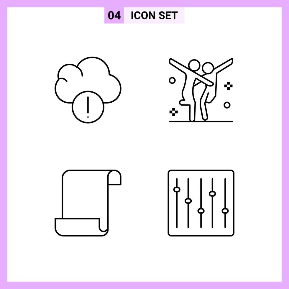 4 Icons in Line Style Outline Symbols on White Background Creative Vector Signs for Web mobile and Print