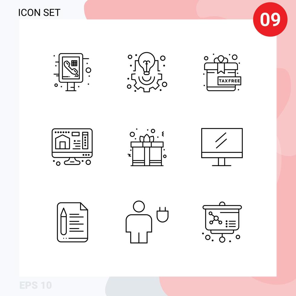 9 Creative Icons Modern Signs and Symbols of heart day project management home computer Editable Vector Design Elements