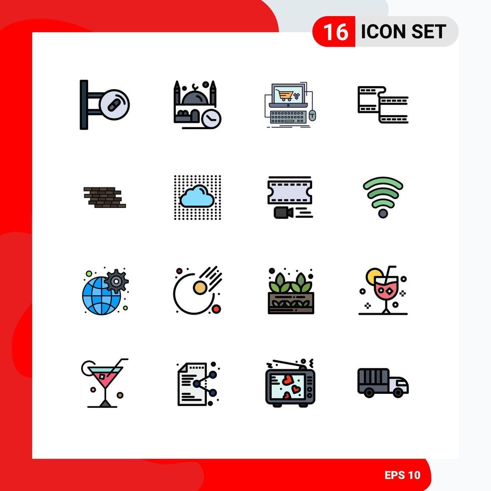 Editable Vector Line Pack of 16 Simple Flat Color Filled Lines of firewall movi namaz filam store Editable Creative Vector Design Elements