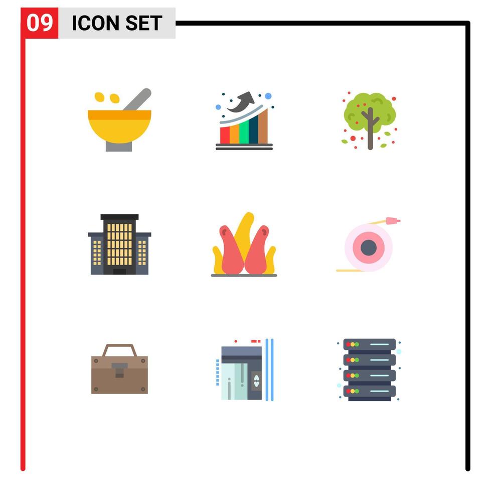Universal Icon Symbols Group of 9 Modern Flat Colors of aloe plant city statistics building thanksgiving Editable Vector Design Elements