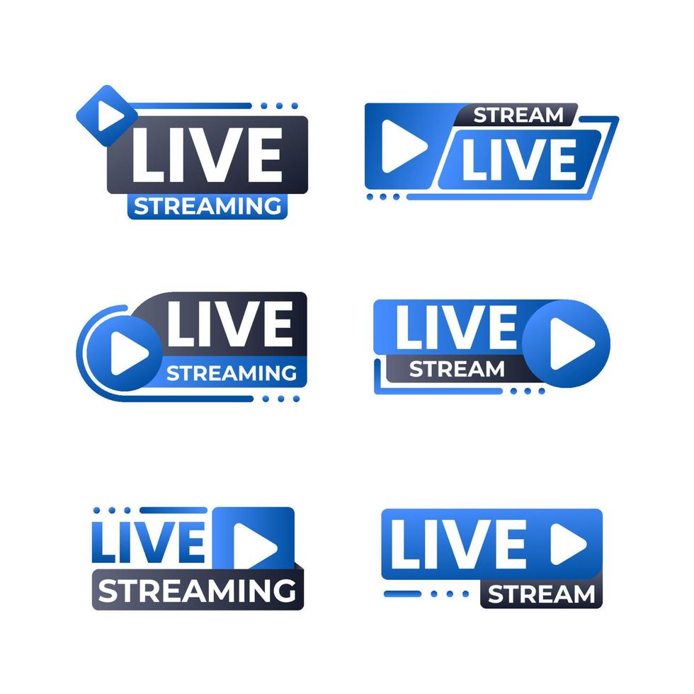 Live Streaming Social Media Badges Set vector